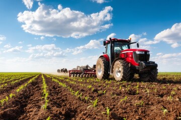 Obraz premium Modern Agricultural Technology on Farm with Precision Equipment in Action