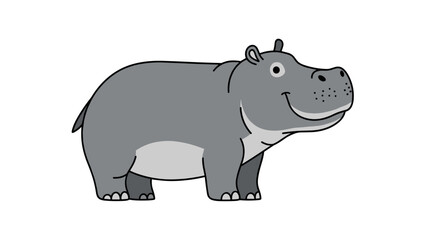 Obraz premium Hippopotamus Illustration Simple Cartoon Character Design.