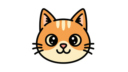 Obraz premium Orange Cartoon Cat Face Illustration.