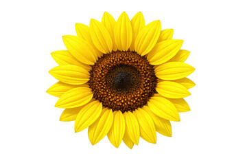 Obraz premium Sunflower head with bright yellow petals and a dark brown center, symbolizing summer, nature, and growth, isolated with transparent background