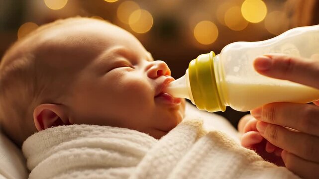 Baby being fed from bottle
