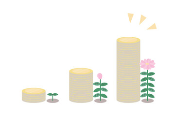 育っていくコインのイラスト