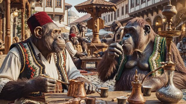 High Society Apes Enjoying The Finer Things In Life