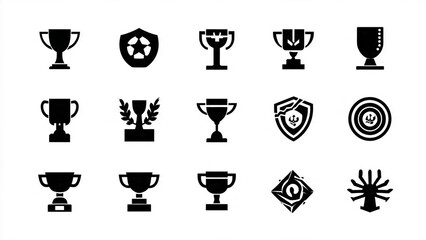 trophy icons set