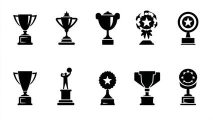 trophy and awards icons set