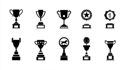 trophy and awards icons set