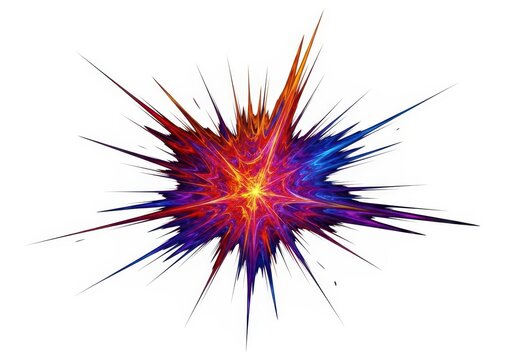 Extreme, chaotic energy bursting violently. Abstract visualization of uncontrollable fury, rage, and overwhelming aggressive power on white, background, danger, concept