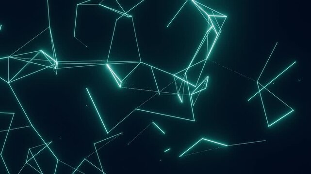 Abstract digital connection moving dots and lines. Network connection structure. Seamless loop.