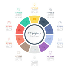 Infographic 10 options design elements for your business data. Vector Illustration.
