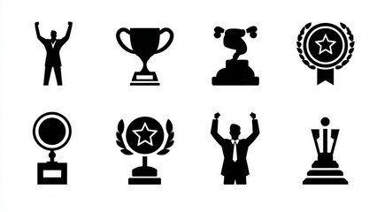 trophy and awards icons set