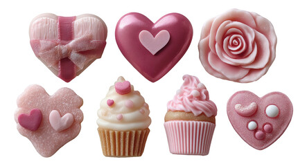 Colorful Clay Valentine's Day Tokens in Various Heart and Floral Shapes