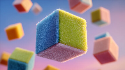 Abstract 3D cubes colorful concept