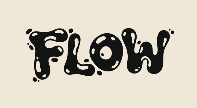 Black Flow Word Art with Dripping Ink Effect.