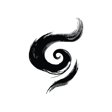 Abstract black swirl ink brush stroke