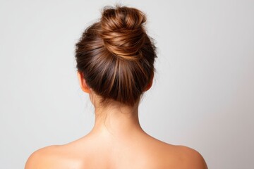 Fototapeta premium Beautiful Sleek Hairstyle from the Back on a White Isolated Background