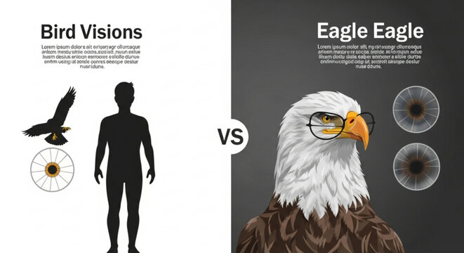 Eagle vision comparison with human eyesight bird and man sight contrast