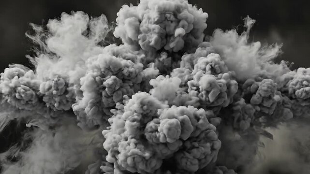 Explosive Smoke Clouds Rising into Air.