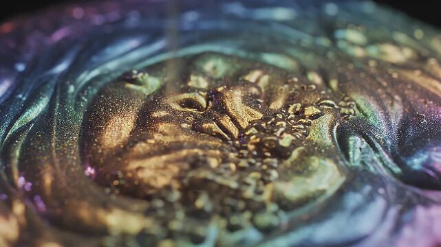 Mesmerizing Metallic Liquid Pouring - A Colorful Abstract Visual Delight.