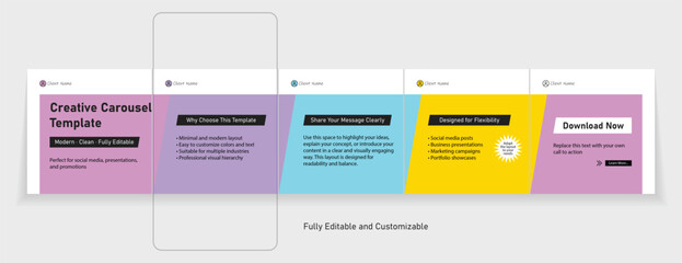 Set of LinkedIn carousel post, social media Instagram carousel post, modern and editable business carousel template design © Tarek Digital