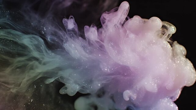 Abstract colorful smoke art with vibrant hues and dark background.