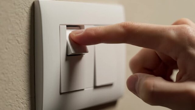 Hand pressing light switch on wall