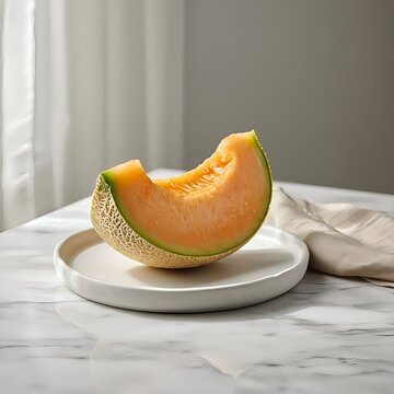 Luxury Yubari King Melon Slice on Elegant Table Setting