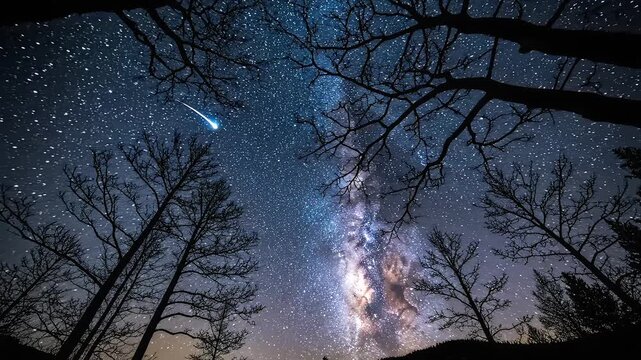 Night sky with stars and tree branches