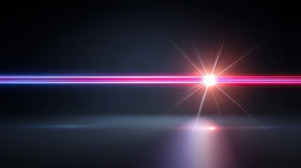 Fototapeta premium Vibrant Abstract Light Beam with Red and Blue Rays Spreading Across Dark Background in a Captivating Display of Color and Illumination Effects