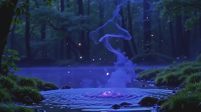 active wisp burst uv flaming haze, constitute brilliant innovation along angstrom fleeceable background, with radiant firefly shimmering indiana angstrom tranquil, aquatic scene astatine