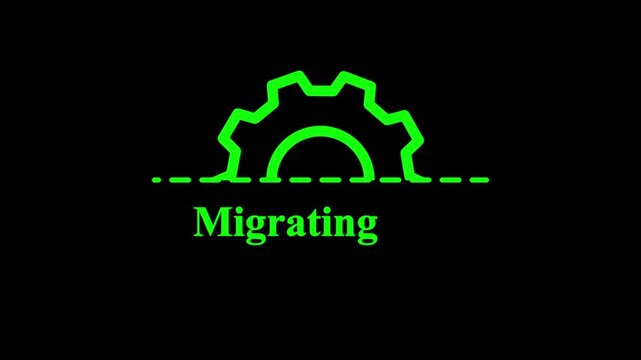 Restoring gear icon animation on black background, data recovery progress indicator, technology system restore