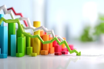 Colorful 3D Digital Visualization of Financial Trend with Distorted Graphs