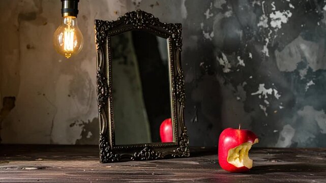 Poisoned Apple Scene with Mirror and Light.