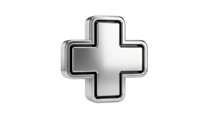Obraz premium Chrome 3D Medical Cross Symbol