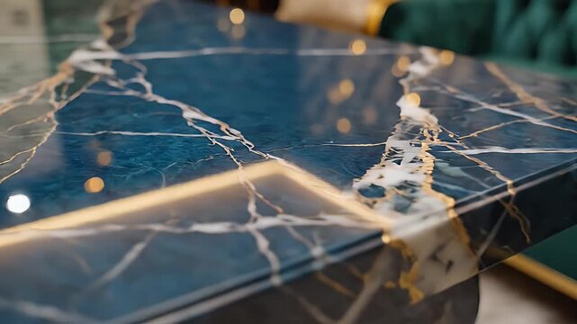 Close-up of a luxurious marble surface with intricate veining and lighting details.