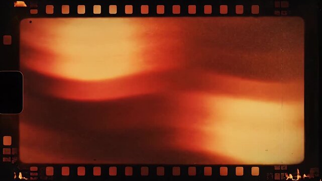 Vintage film strip frames with light leaks and retro effects for creative projects.