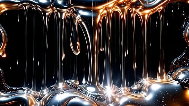 Appreciate the sophistication of a Liquid mercury Border Frame dripping with reflections, gracefully swathed in a cascade of dazzling light trails that ripple and glide, creating a sense of