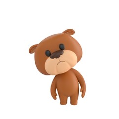 Fototapeta premium Cute 3D render Bulldog character leaning slightly and looking at the camera with a curious expression, gentle and inquisitive mascot style, isolated on white background.