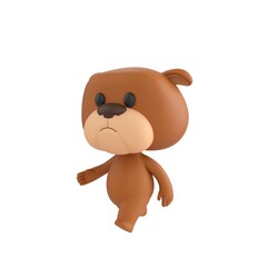 Naklejka premium Cute 3D render Bulldog character walking calmly and comfortably, relaxed and casual mascot style, isolated on white background.