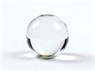Transparent glass sphere on a white background