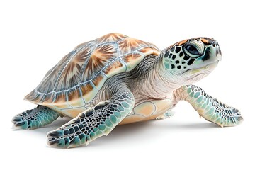 Obraz premium Realistic Sea Turtle Model with Detailed Texture and Colors on White Background