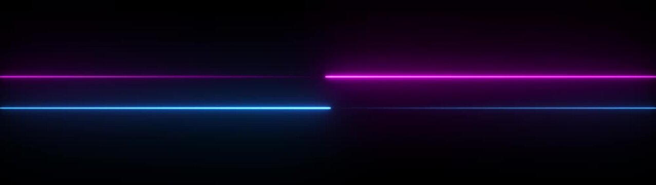 Two horizontal neon lines one magenta and one cyan glowing against a dark background blue pink