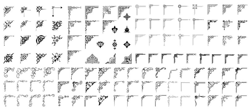 Vector illustration of decorative corner frame set. Vintage corner set. vector frame corners