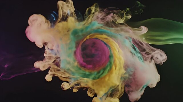 Colorful smoke art abstract background with vibrant hues and dynamic shapes.