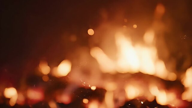 Fiery Flames Dancing in the Darkness - A Mesmerizing Display of Fire.