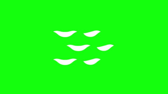 Three white wavy lines resembling mustaches or waves on a bright green background image photo