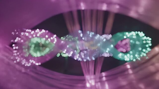 Abstract Fiber Optics - A Colorful Display of Light and Technology.