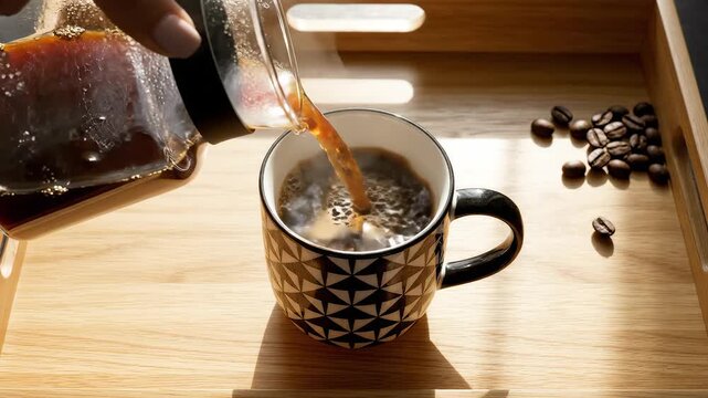 Coffee being poured into a mug