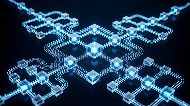 Complex 3D Algorithm Flowchart: Abstract Visualization of AI Logic, Data Processing, and Enterprise Automation