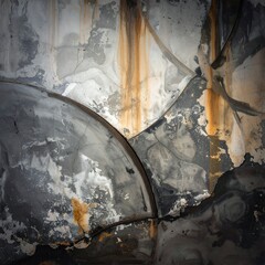 A gray and orange abstract image with cracked and broken textures