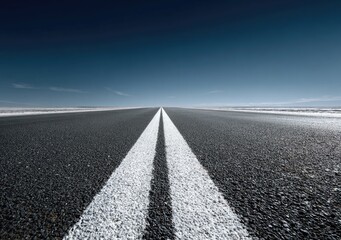 Fototapeta premium Asphalt road stretching into the horizon beneath a clear blue sky